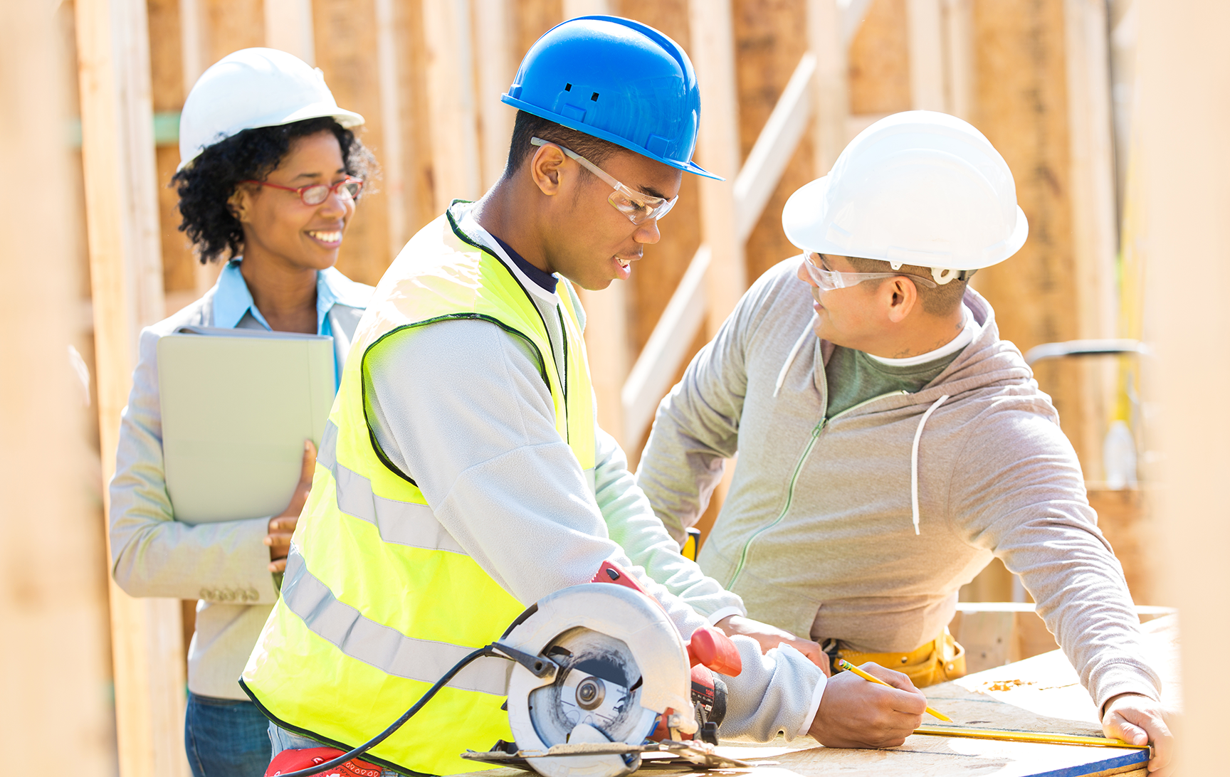Construction workers on site